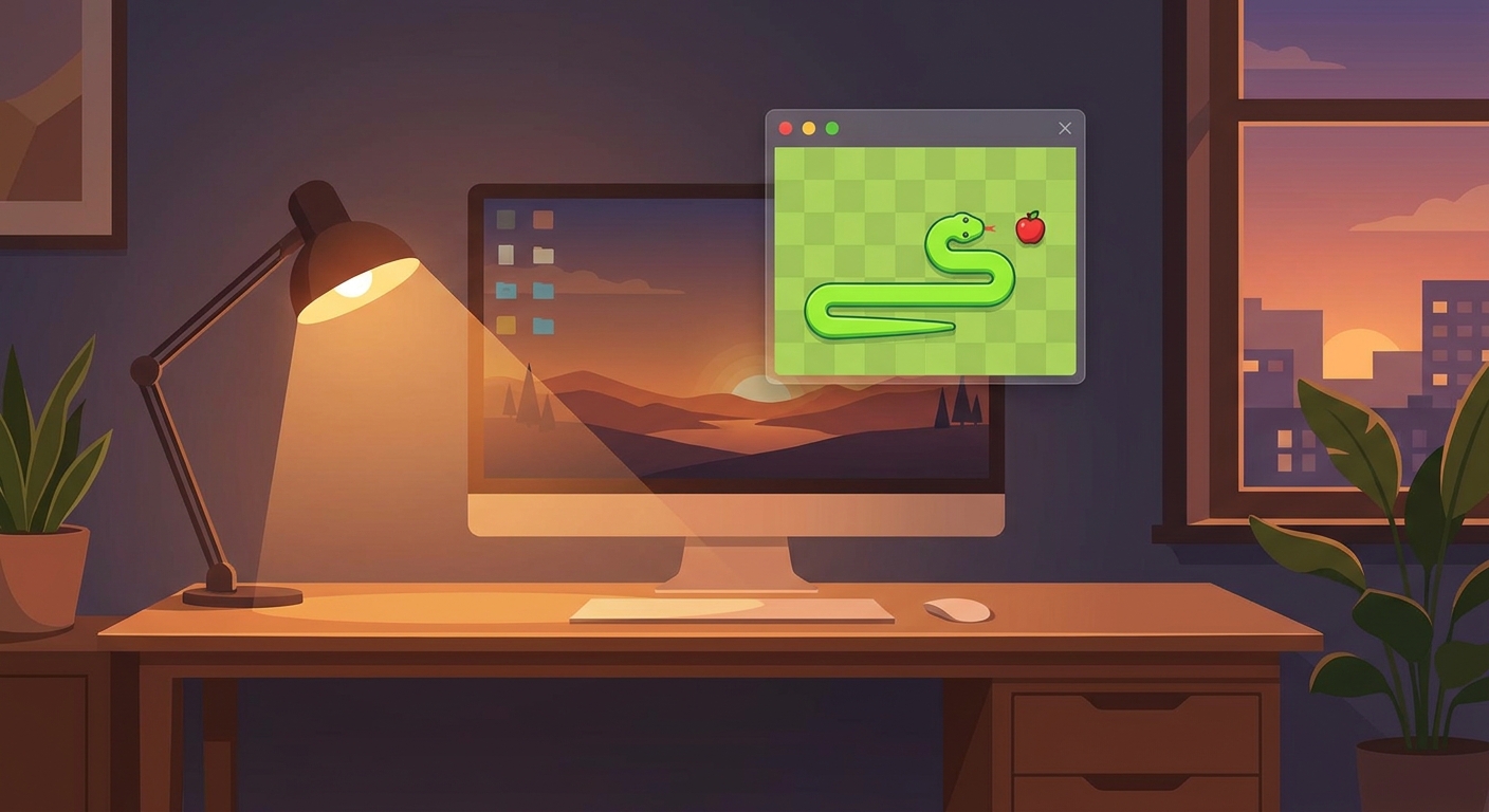 A snake and an apple on a grid overlay