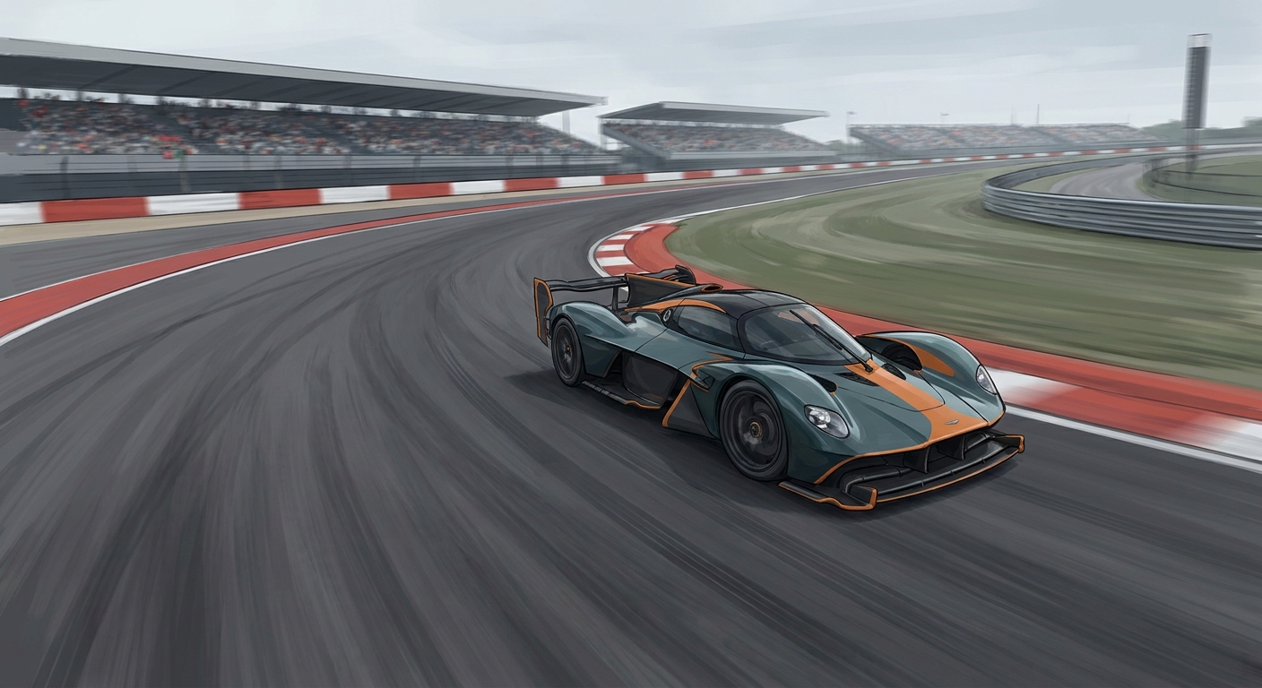 A race car through a long circuit corner